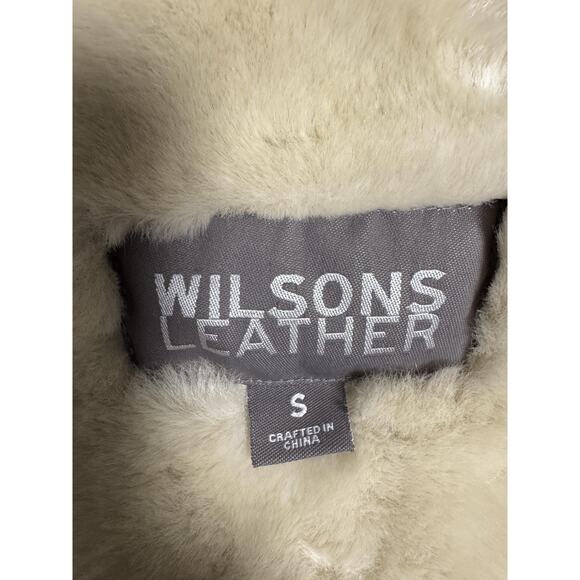 Wilsons Leather Jacket Womens Small Hooded Faux Shearling Belted Coat - Picture 5 of 12